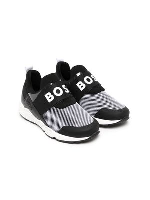 BOSS Kidswear logo-strap slip-on sneakers - Black