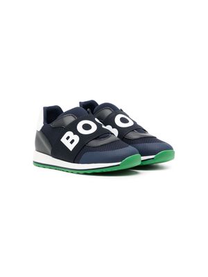 BOSS Kidswear logo-strap sneakers - Blue