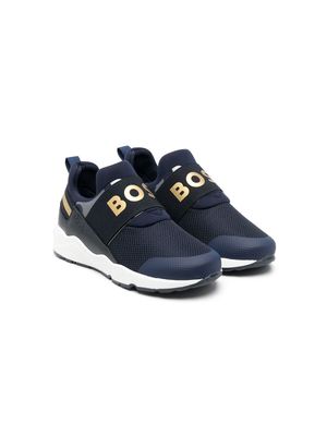 BOSS Kidswear logo tape slip-on sneakers - Blue