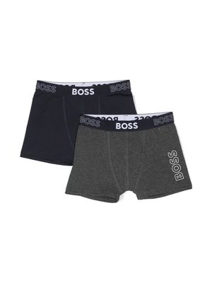 BOSS Kidswear logo-waist boxer briefs set - Blue