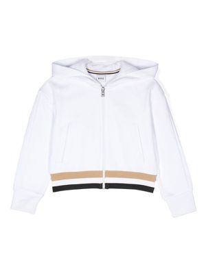 BOSS Kidswear mesh-panelled zip-up hoodie - White
