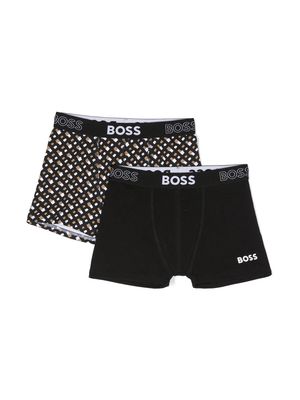BOSS Kidswear monogram cotton boxer briefs set - Black