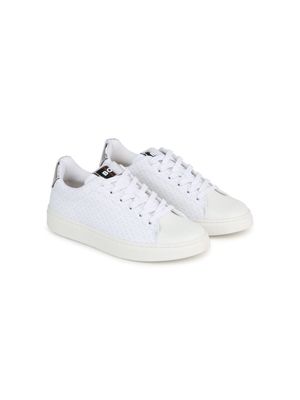 BOSS Kidswear monogram-jacquard panelled sneakers - White