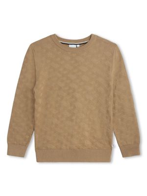 BOSS Kidswear monogram-print cotton jumper - Brown