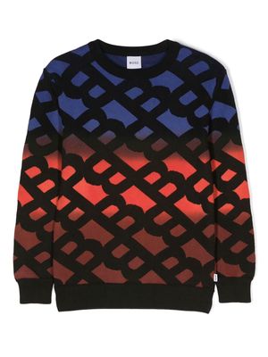 BOSS Kidswear monogram-print cotton sweatshirt - Black