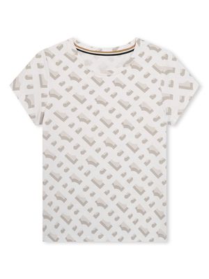 BOSS Kidswear monogram-print jersey T-shirt - White