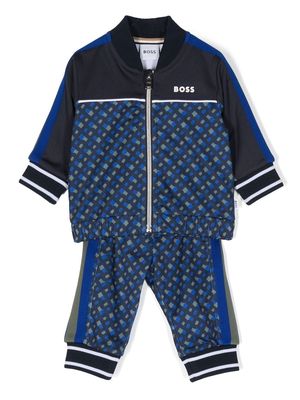 BOSS Kidswear monogram-print side-stripe tracksuit - Blue