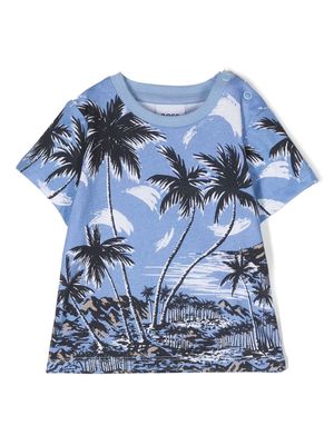 BOSS Kidswear palm-tree cotton T-Shirt - Blue