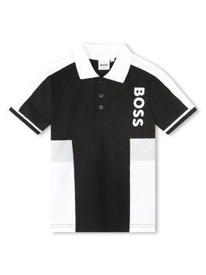 BOSS Kidswear panelled cotton polo shirt - Black