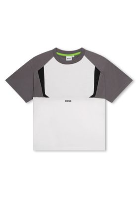 BOSS Kidswear panelled logo-print T-shirt - White