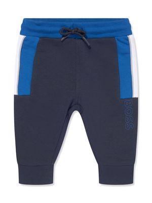 BOSS Kidswear panelled logo-print track pants - Blue