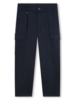 BOSS Kidswear pleat-detail cargo trousers - Blue