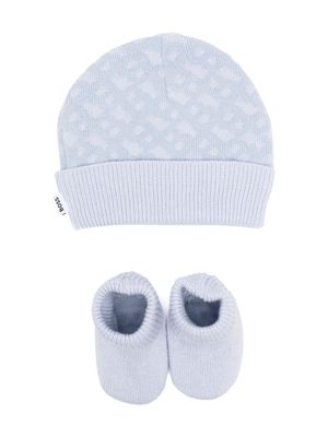BOSS Kidswear printed hat and slippers set - Blue
