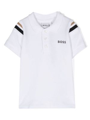 BOSS Kidswear raised-logo stripe-detail polo shirt - White