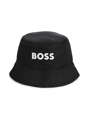 BOSS Kidswear reversible logo-print bucket hat - Black