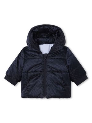 BOSS Kidswear reversible monogram-pattern padded coat - Blue