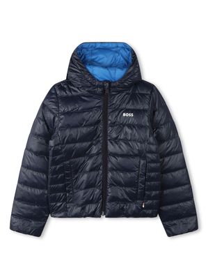 BOSS Kidswear reversible puffer hooded jacket - Blue