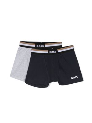 BOSS Kidswear set of two logo-print boxers - Blue