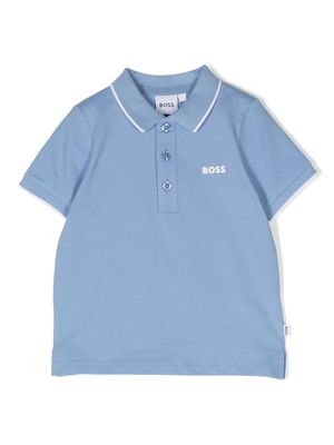 BOSS Kidswear short-sleeve cotton polo shirt - Blue