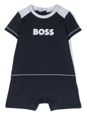 BOSS Kidswear short-sleeved logo-print romper - Blue