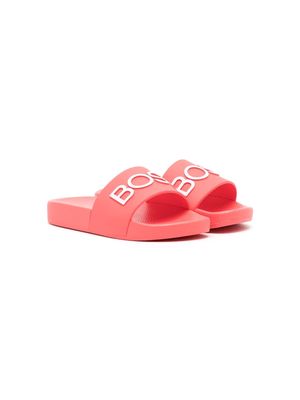 BOSS Kidswear slip-on logo-print slides - Pink