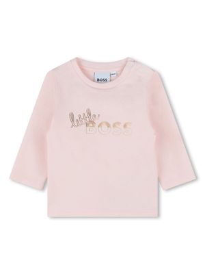 BOSS Kidswear slogan-print long-sleeved T-shirt - Pink