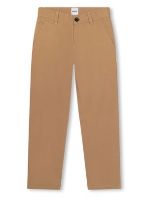 BOSS Kidswear straight-leg twill chino trousers - Brown