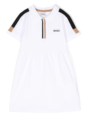 BOSS Kidswear stretch-cotton polo dress - White