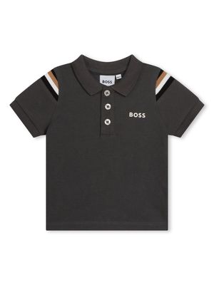 BOSS Kidswear stripe-detail cotton polo shirt - Grey