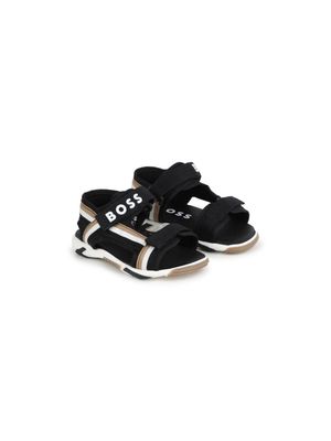 BOSS Kidswear stripe-detail touch-strap sandals - Black