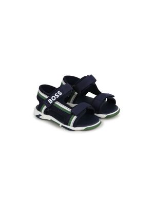 BOSS Kidswear stripe-detail touch-strap sandals - Blue