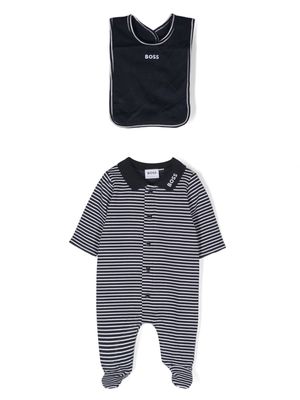 BOSS Kidswear stripe-print cotton pajama set - Blue