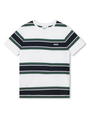 BOSS Kidswear stripe-print logo-print T-shirt - White