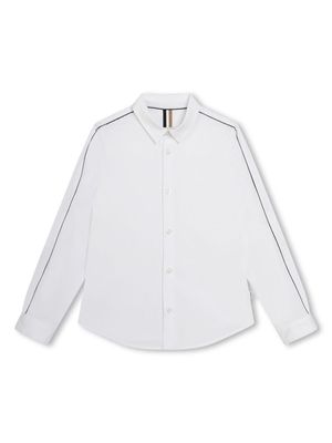 BOSS Kidswear stripe-trim long-sleeve shirt - White