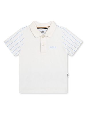 BOSS Kidswear striped cotton polo shirt - White