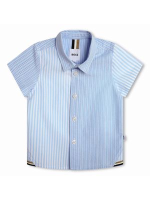 BOSS Kidswear striped cotton shirt - Blue