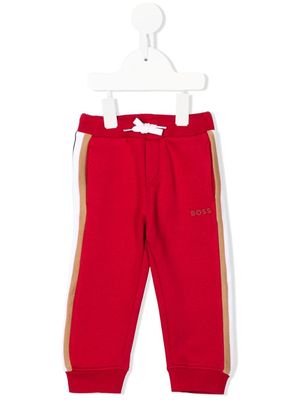 BOSS Kidswear striped-detail track pants - Red