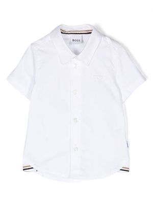 BOSS Kidswear striped-edge cotton shirt - White