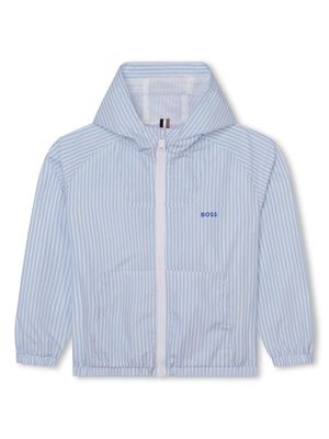 BOSS Kidswear striped hooded jacket - Blue