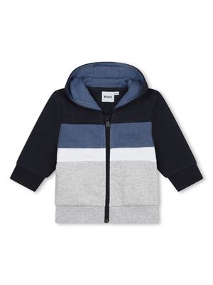 BOSS Kidswear striped hooded zipped cardigan - Blue