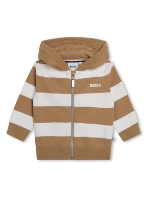 BOSS Kidswear striped knit hoodie - Brown