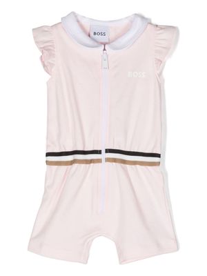 BOSS Kidswear striped logo-print romper - Pink