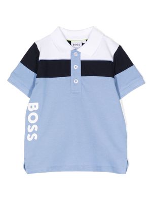 BOSS Kidswear striped polo shirt - Blue
