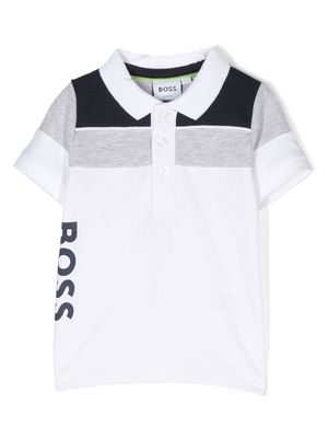BOSS Kidswear striped short-sleeve polo shirt - White
