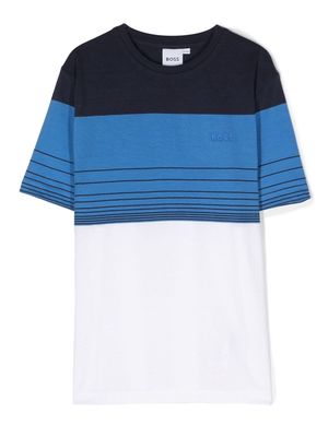 BOSS Kidswear striped short-sleeve T-shirt - Blue