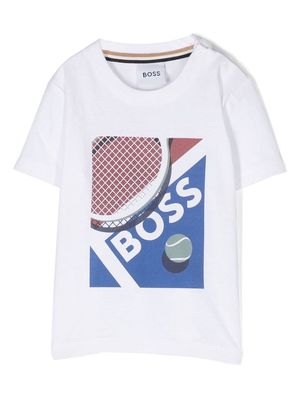 BOSS Kidswear tennis logo-print T-shirt - White