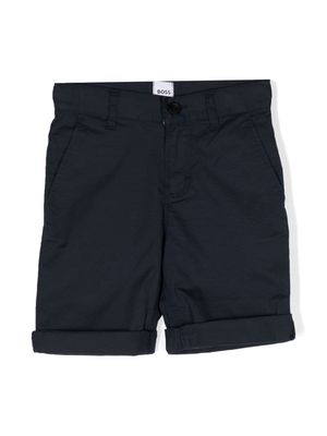 BOSS Kidswear turn-up stretch-cotton shorts - Blue