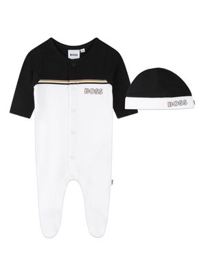 BOSS Kidswear two-tone cotton blend babygrow set - White