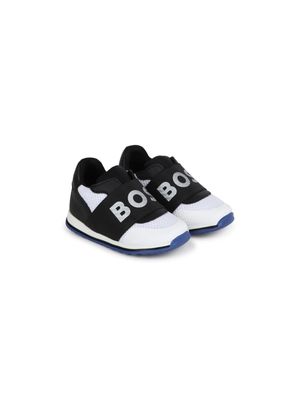 BOSS Kidswear two-tone panelled leather sneakers - Black