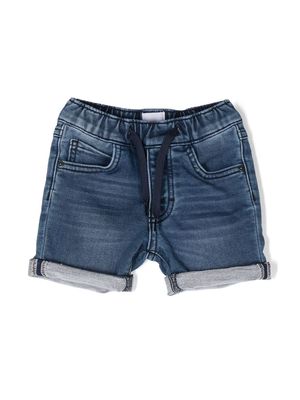 BOSS Kidswear whiskering-effect denim shorts - Blue